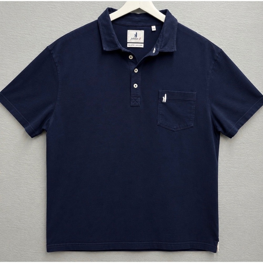 Johnnie-O Hangin Out Polo Shirt Mens 3XL Navy Blue Cotton Spandex Short Sleeve